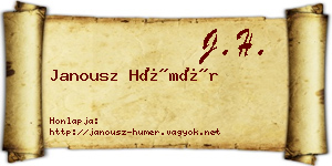 Janousz Hümér névjegykártya